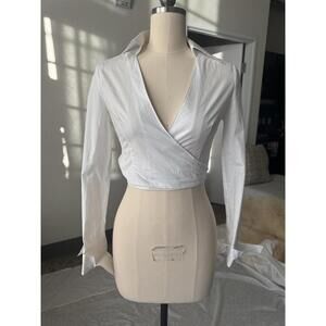 Aya Muse New White Shirt Wrap Top Long Sleeve  Sz Small